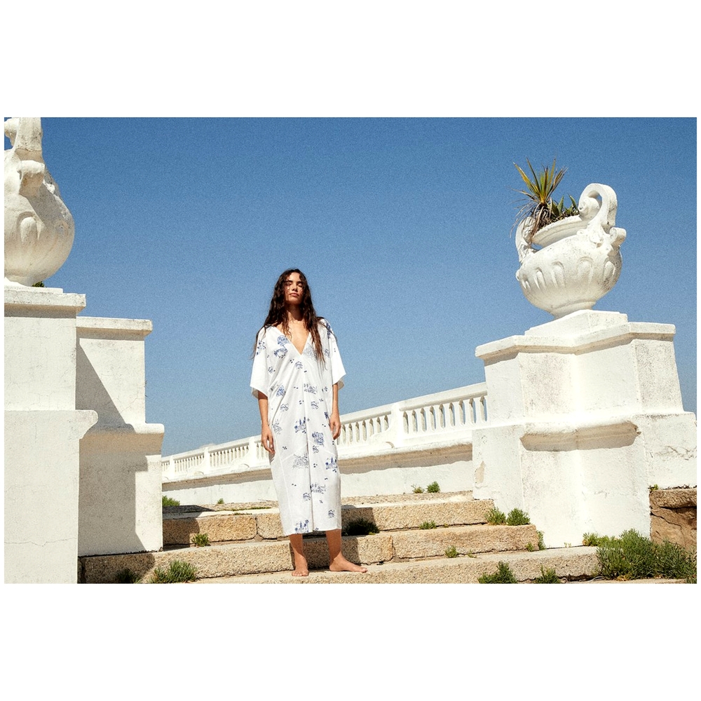 NWT, Zara, Embroidered Kaftan Tunic Dress - Picture 4 of 8